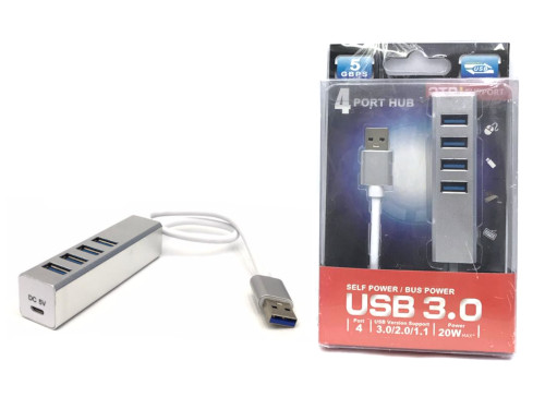 3097 Metal Casing USB 3.0 4-Port Hub with micro USB DC option